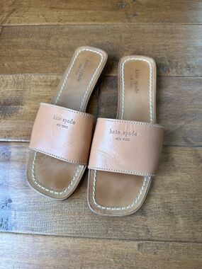 kate spade leather slide sandals, Camel color - Size 6.5